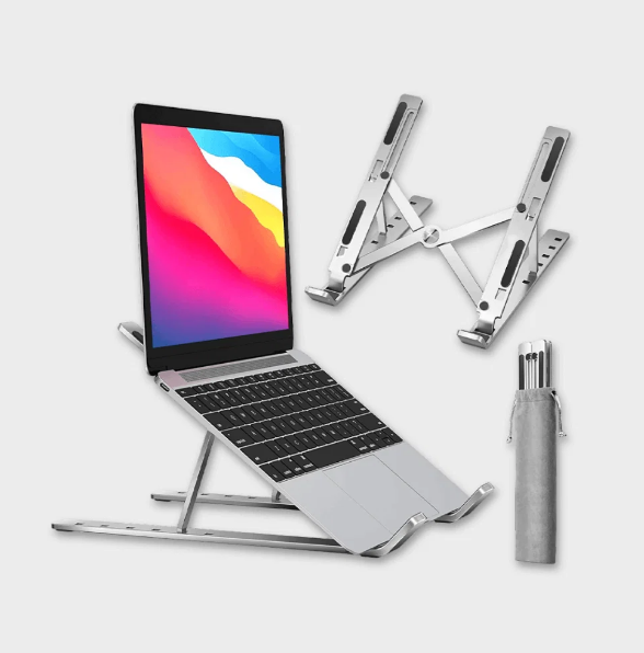Adjustable ergonomic foldable laptop stand with cooling design