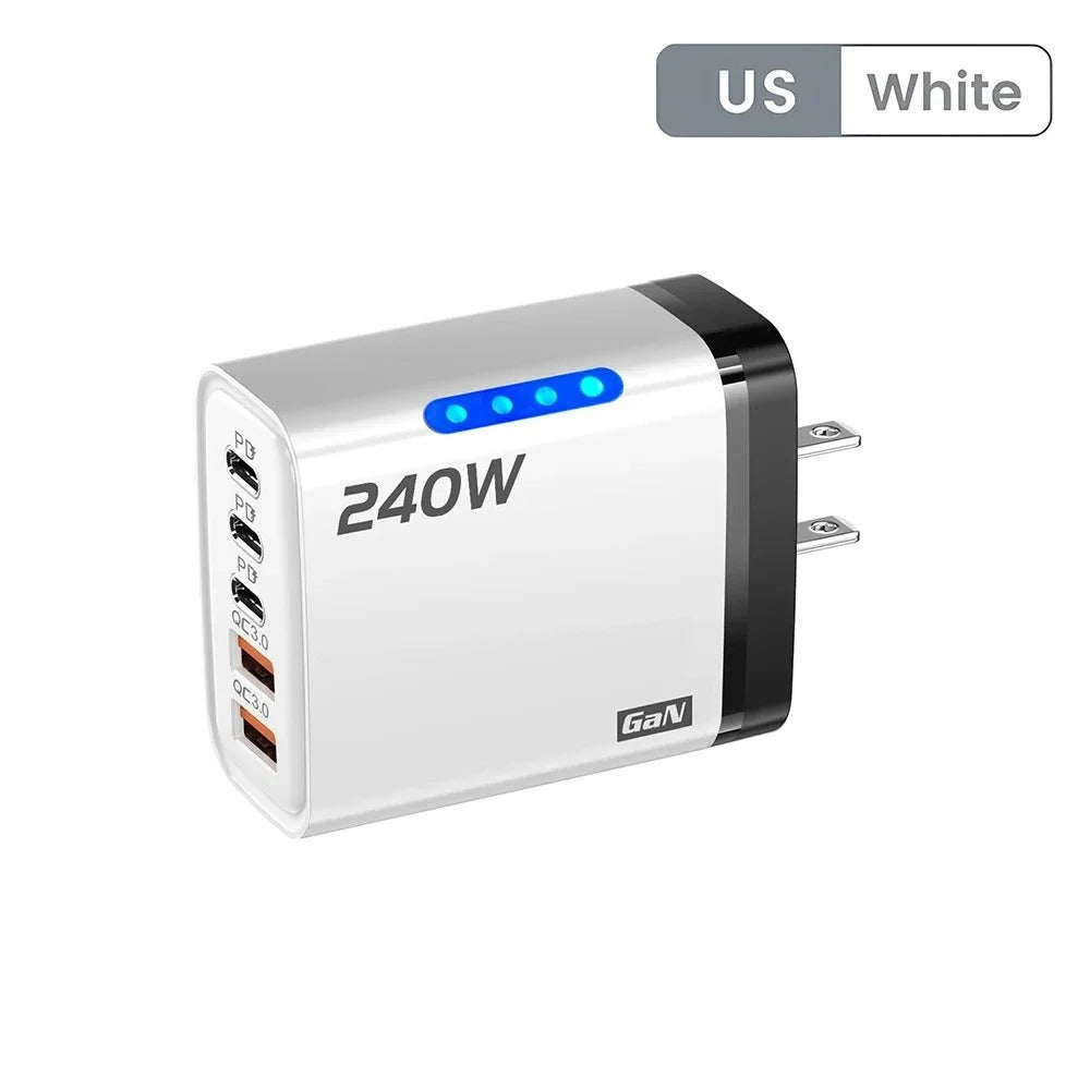 240W USB-C Fast Charger - 5 Port Wall Adapter