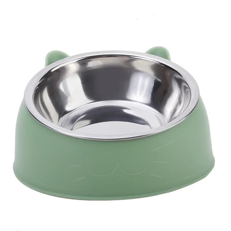 Stainless Steel Elevated Cat Bowl - Non-Slip