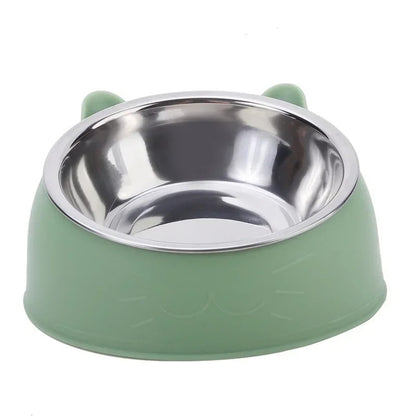 Stainless Steel Elevated Cat Bowl - Non-Slip