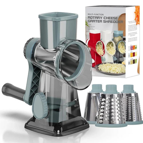 3-in-1 rotary cheese grater manual vegetable slicer