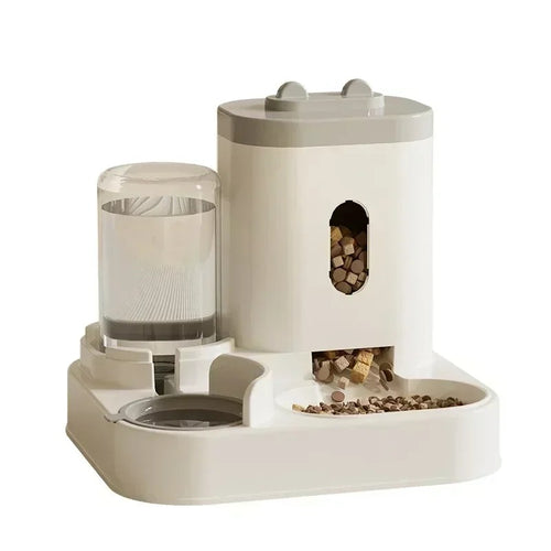 Automatic pet feeder with water fountain for cats and dogs