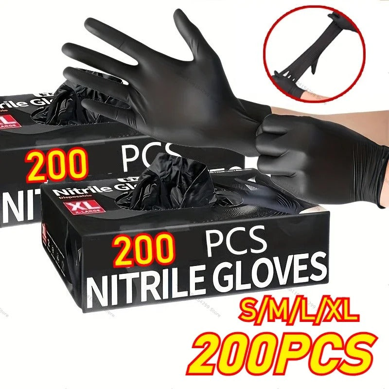 Black disposable nitrile gloves latex free for salon and cleaning