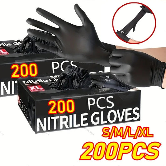 Black disposable nitrile gloves latex free for salon and cleaning