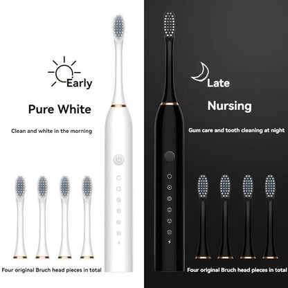 USB rechargeable electric ultrasonic toothbrush with 6 modes