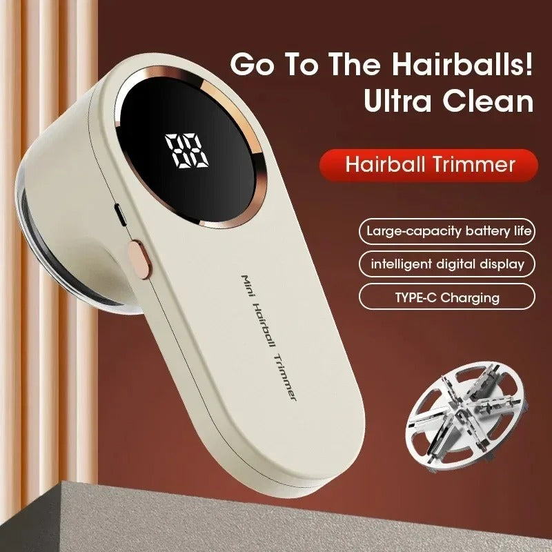 Rechargeable electric lint remover fabric shaver with LED display