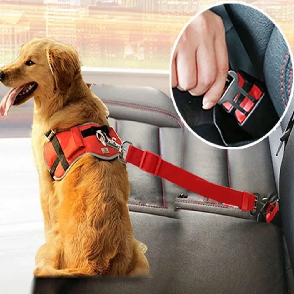 Adjustable pet car seat belt safety harness for dogs and cats