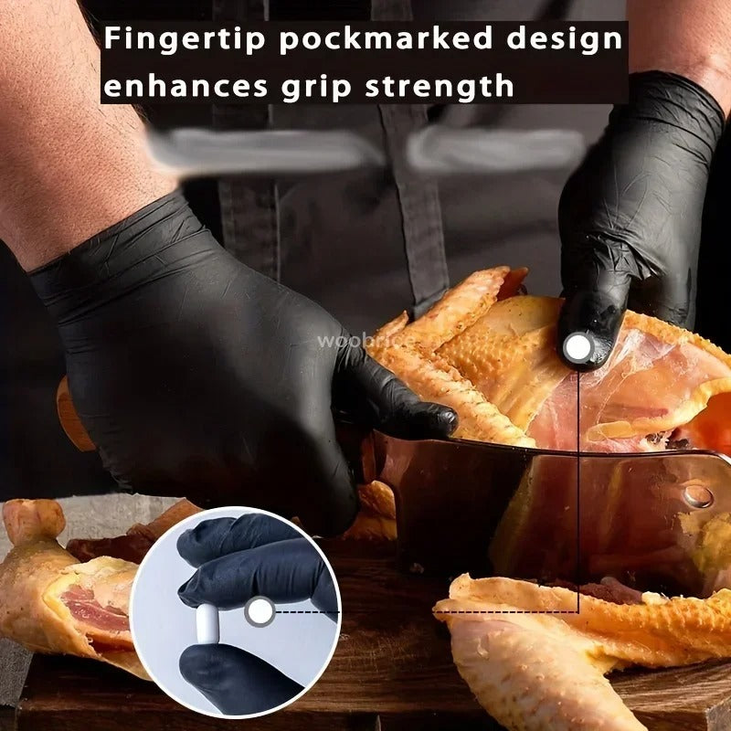 Disposable Nitrile Gloves - Black, Latex & Powder Free