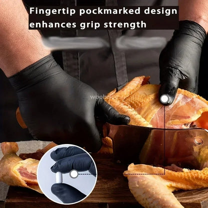 Disposable Nitrile Gloves - Black, Latex & Powder Free