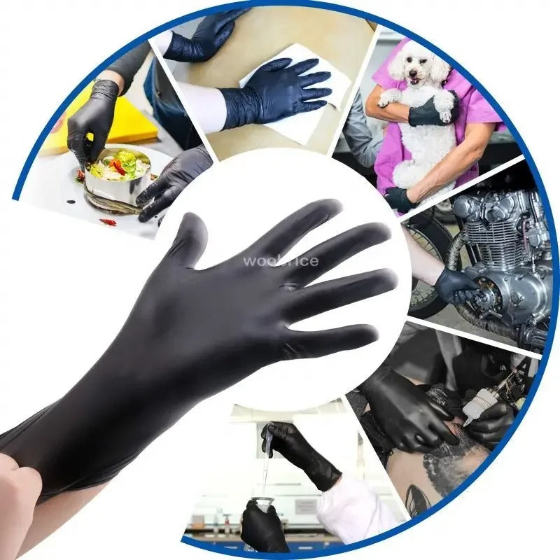 Disposable Nitrile Gloves - Black, Latex & Powder Free