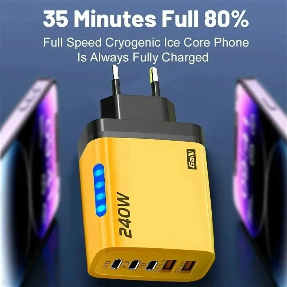 240W USB-C Fast Charger - 5 Port Wall Adapter