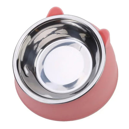 Stainless Steel Elevated Cat Bowl - Non-Slip