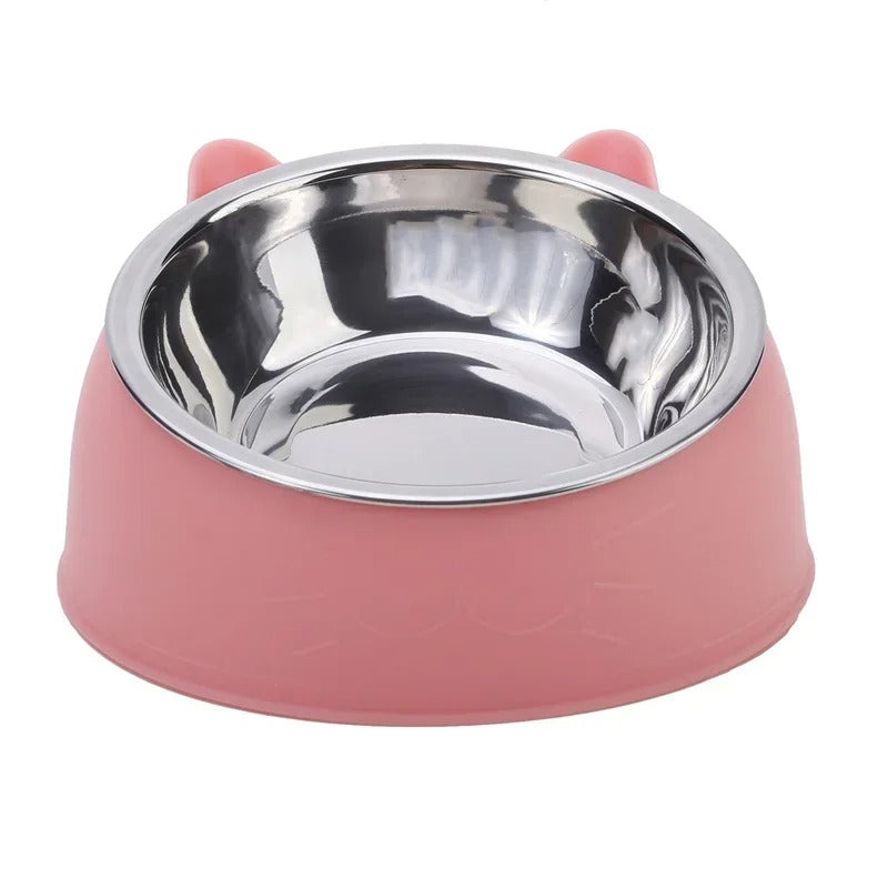 Stainless Steel Elevated Cat Bowl - Non-Slip