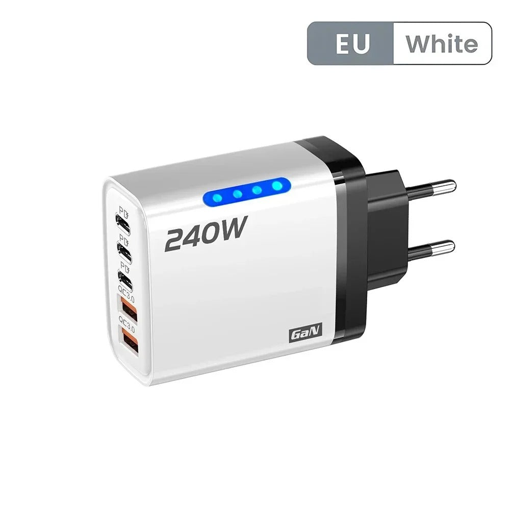 240W USB-C Fast Charger - 5 Port Wall Adapter