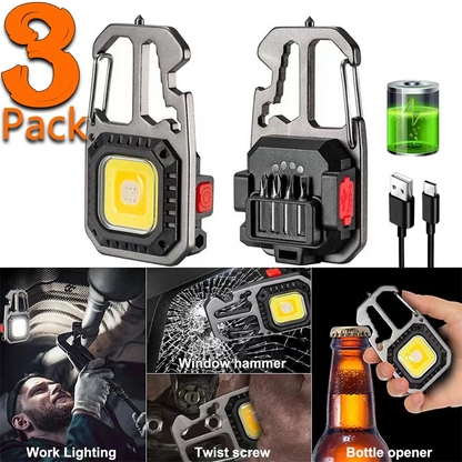 7-Mode Keychain COB Flashlight - Rechargeable