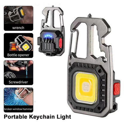 7-mode rechargeable COB keychain flashlight for camping and hiking