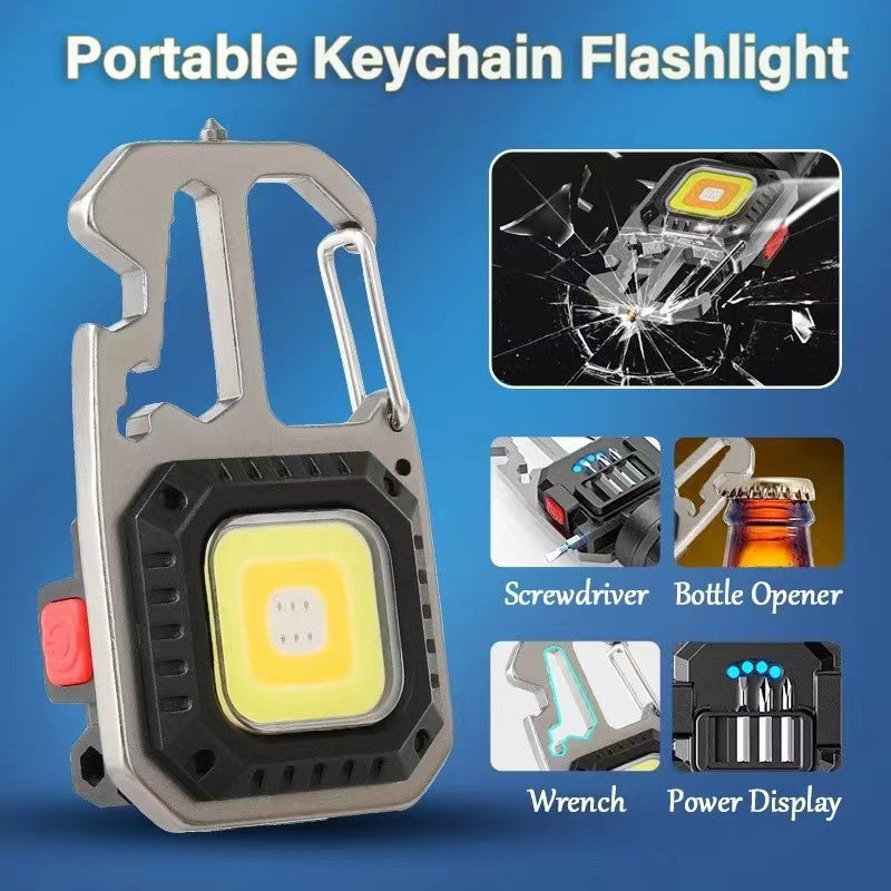 7-Mode Keychain COB Flashlight - Rechargeable