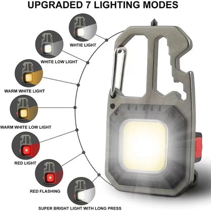 7-Mode Keychain COB Flashlight - Rechargeable
