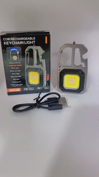 7-Mode Keychain COB Flashlight - Rechargeable